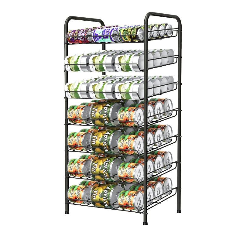 Vrisa Can Organizer for Pantry 7tier Can Rack Organizer Metal Can Storage Dispenser Rack Holds up to 84 Cans for Canned Food Kitchen Cabinet or Pantry Shelf Black