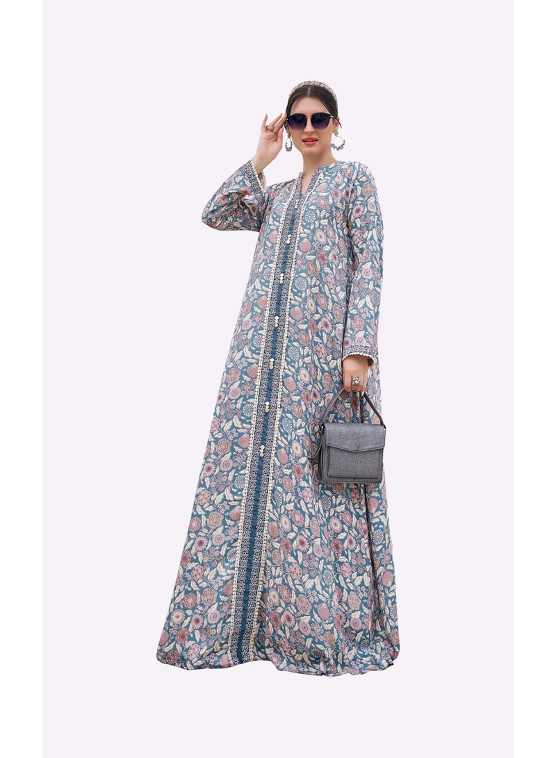 Sara Arabia Flower Bloom Print Jalabiya - Image 1