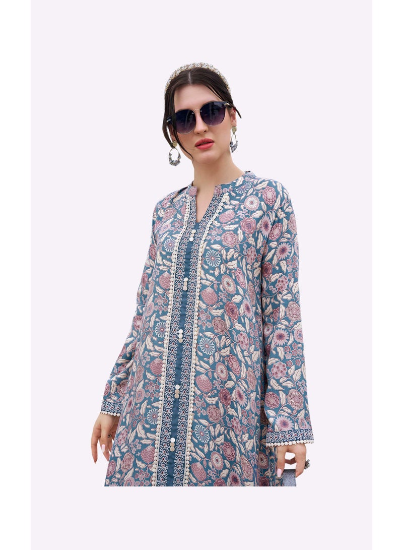 Sara Arabia Flower Bloom Print Jalabiya - Image 2