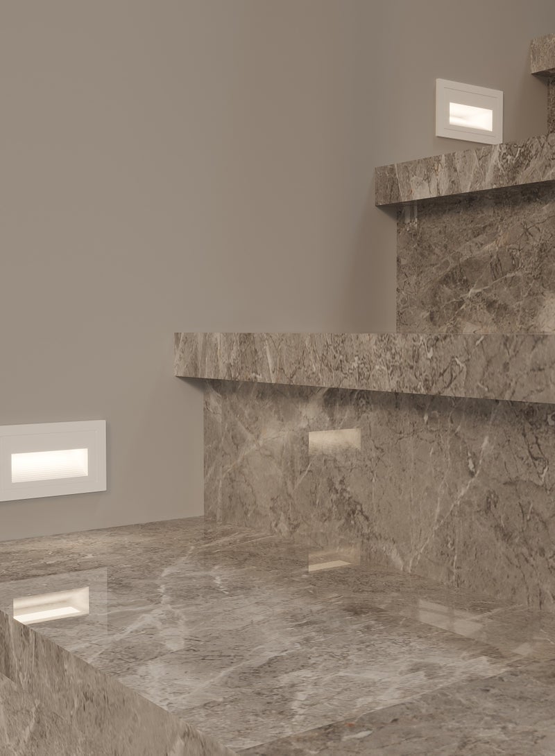 UCANDLE 6Pcs Rectangular Staircase Spotlight White Frame  - Image 1