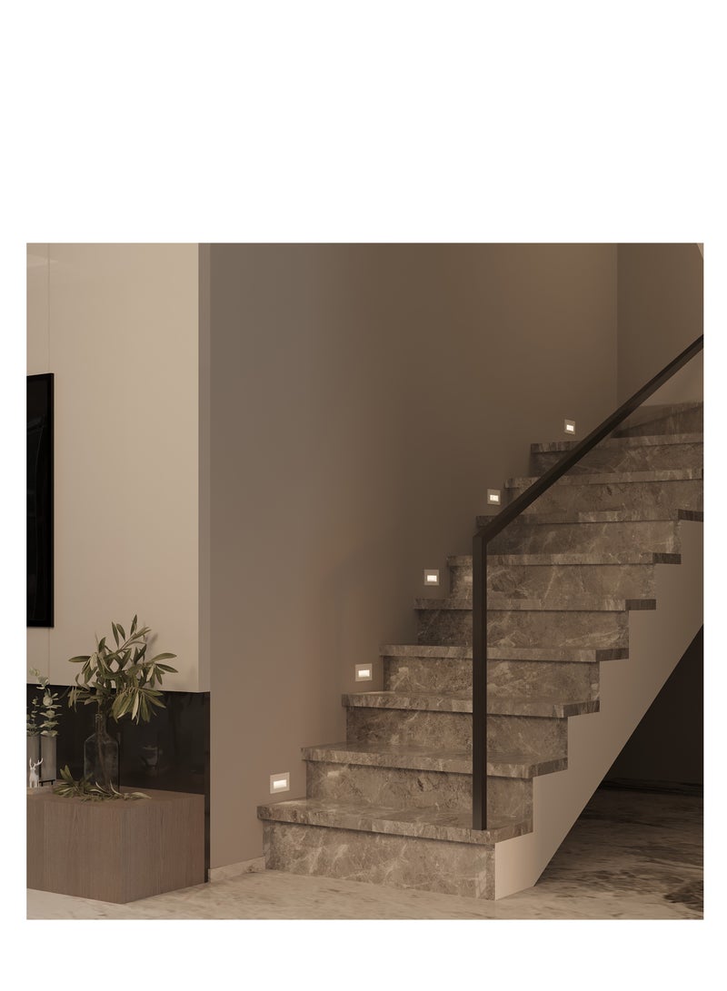 UCANDLE 6Pcs Rectangular Staircase Spotlight White Frame  - Image 2