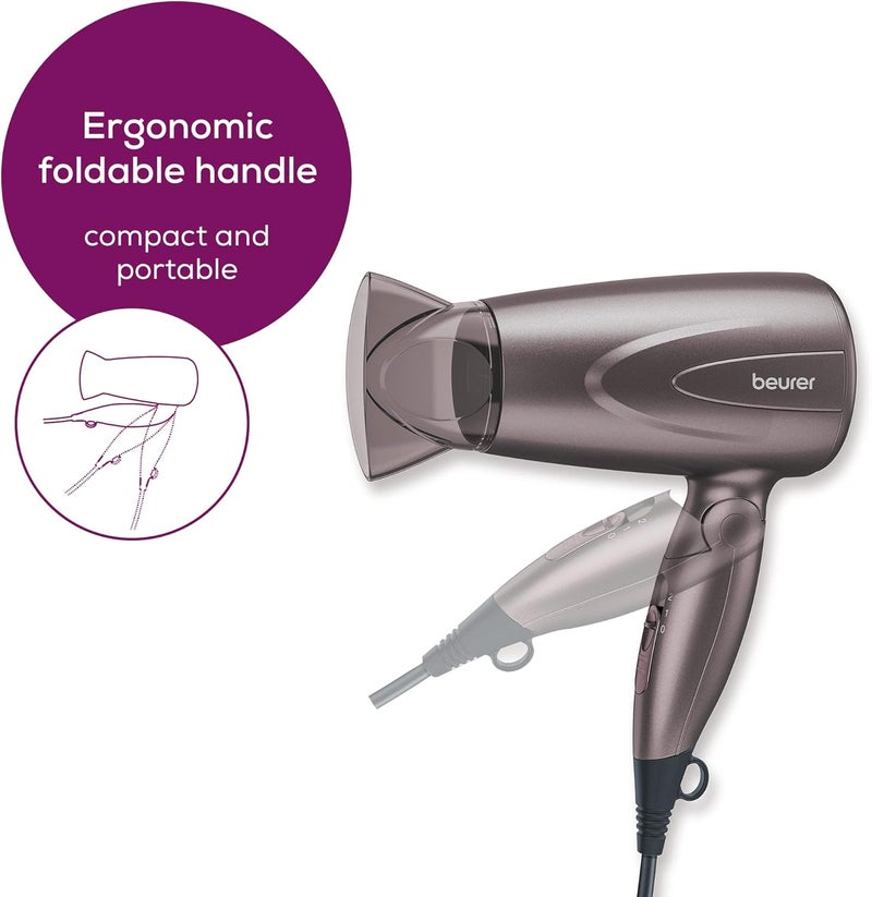 Beurer HC 17 Compact Hair Dryer with Folding Function, 1300 Watts, Overheat Protection - Image 2