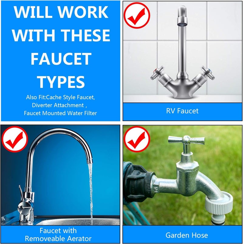 Hotop 7 Pieces Faucet Adapter Kit, Kitchen Sink Brass Aerator Male/Female Faucet Adapter to Connect Garden Hose, Water Filter, Standard Hose via Diverter - Image 4