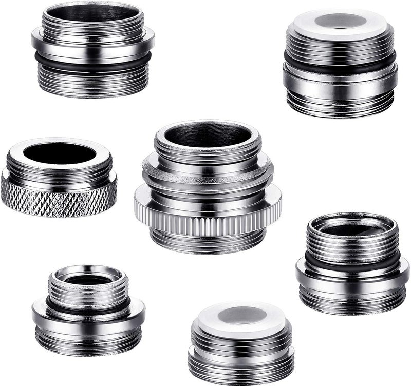 Hotop 7 Pieces Faucet Adapter Kit, Kitchen Sink Brass Aerator Male/Female Faucet Adapter to Connect Garden Hose, Water Filter, Standard Hose via Diverter - Image 1