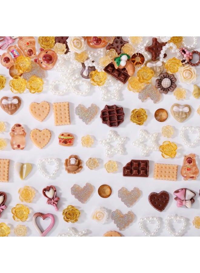 AIPULIDUO 120pcs Slime Charms Food Flower Star Cute Set, Mixed Batch Various Food Resin Flat Back Cute Set, DIY Handicrafts, Decorations, Scrapbook, Decorations, Hairpins B - Image 2