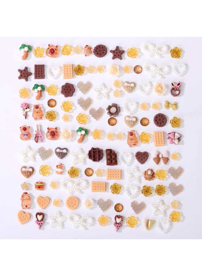 AIPULIDUO 120pcs Slime Charms Food Flower Star Cute Set, Mixed Batch Various Food Resin Flat Back Cute Set, DIY Handicrafts, Decorations, Scrapbook, Decorations, Hairpins B - Image 3