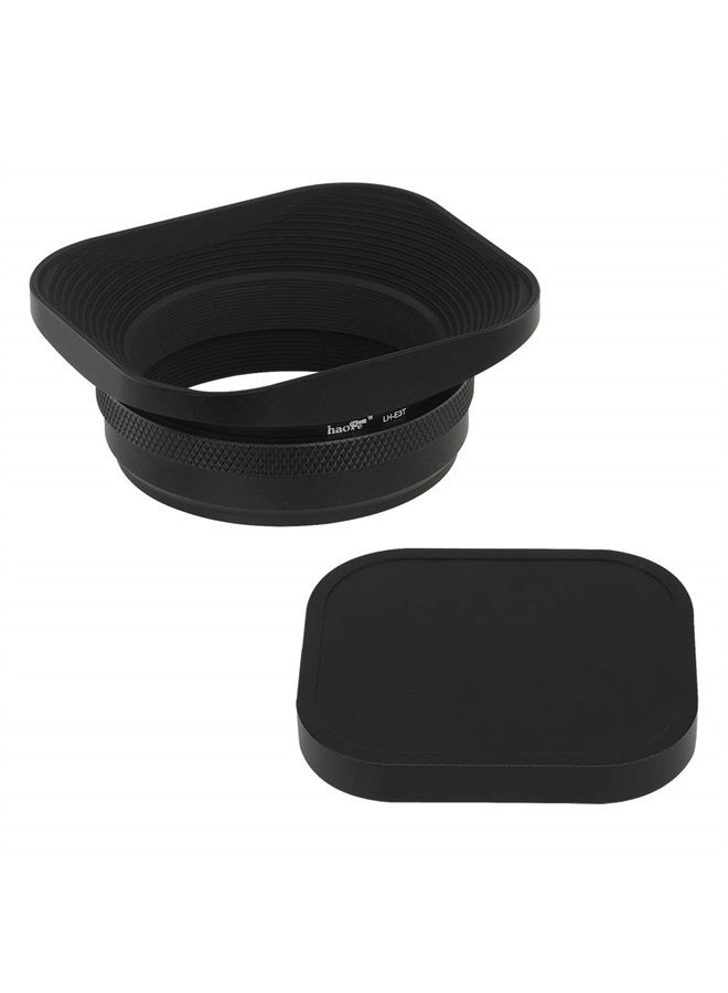 Haoge LH-E3T Square Metal Lens Hood with 49mm Adapter Ring with Cap for Fujifilm Fuji FinePix X100 X100S X100T X70 X100F X100V Camera Replaces Fujifilm LH-X100 AR-X100 LH-X70 Black - Image 1