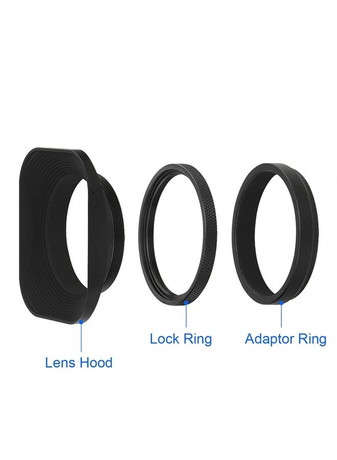Haoge LH-E3T Square Metal Lens Hood with 49mm Adapter Ring with Cap for Fujifilm Fuji FinePix X100 X100S X100T X70 X100F X100V Camera Replaces Fujifilm LH-X100 AR-X100 LH-X70 Black - Image 3