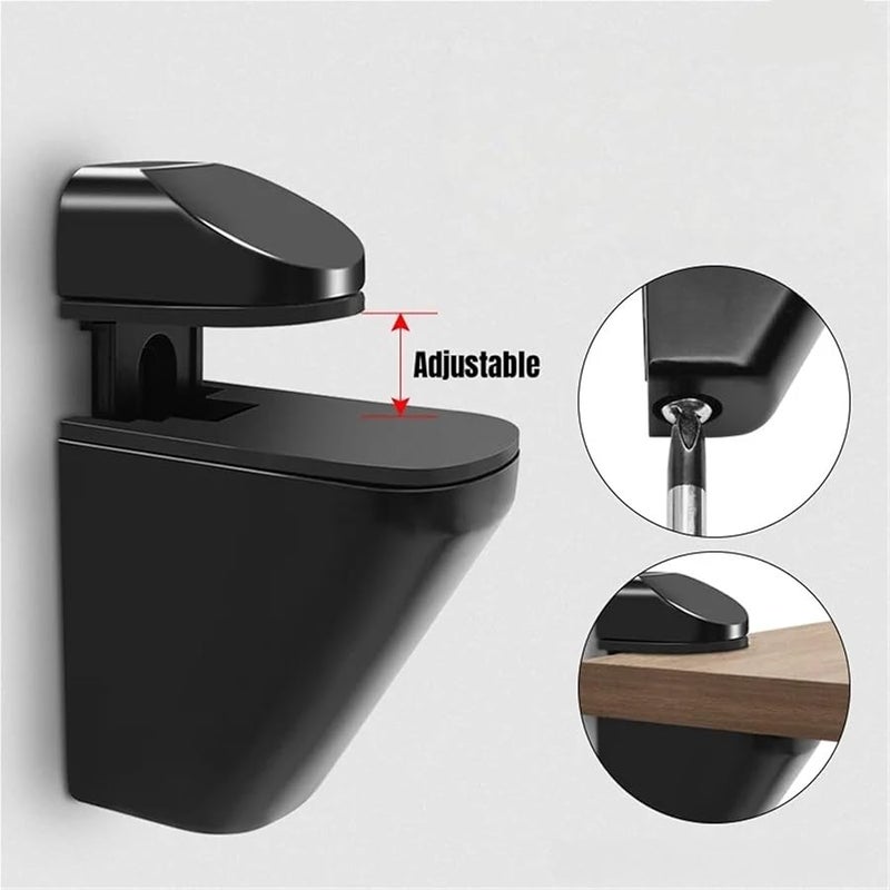 Adjustable Glass Clamp Bracket With Anti Slip Pads Wood Shelf Support Silver 4pcs - Image 5