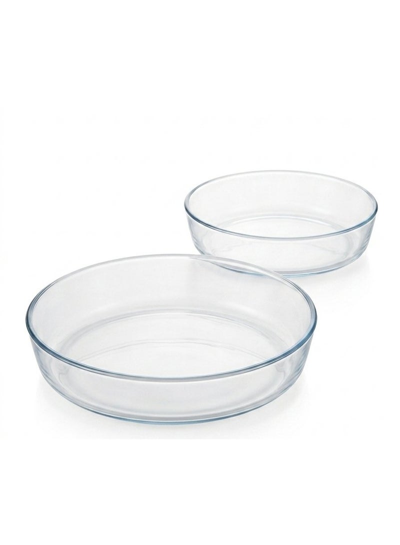 2-Piece Round Clear Glass Baking Dish Set – Oven & Microwave Safe - Image 2