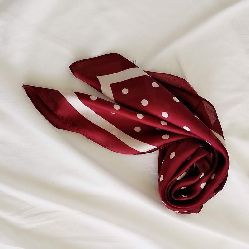 FONYVE Silk Feeling Scarf Medium Square Satin Head Wrap for Women 27.5 inches - Image 5