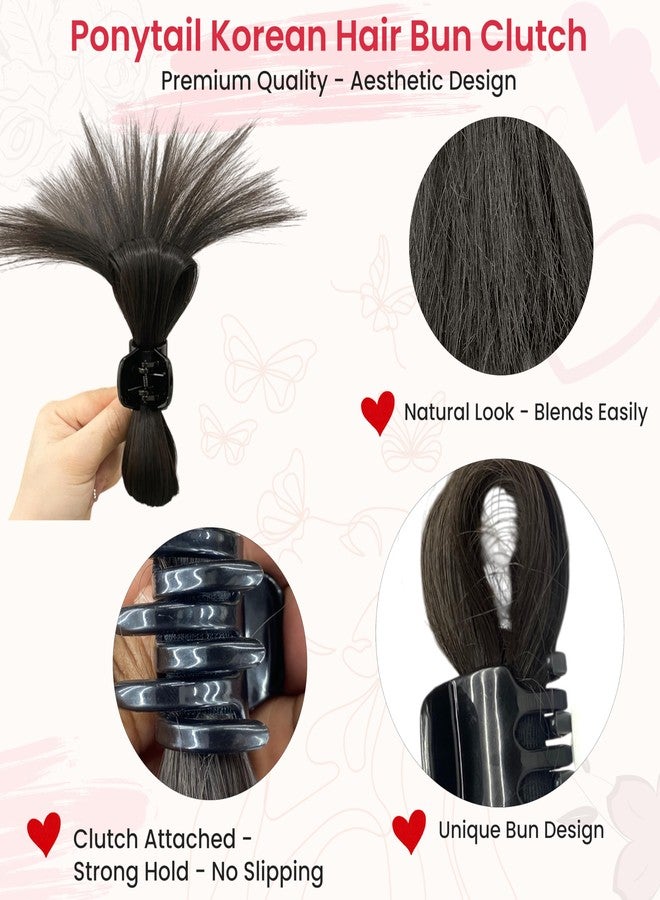 TEMPERIA (1pc) Claw Clip Ponytail Hair Extensions for Women & Girls | Natural Braid Updo Style Clutcher for Juda Bun | Easy to Wear & Instant Look Accessories for Weddings & Party | Natural Brown - Image 3