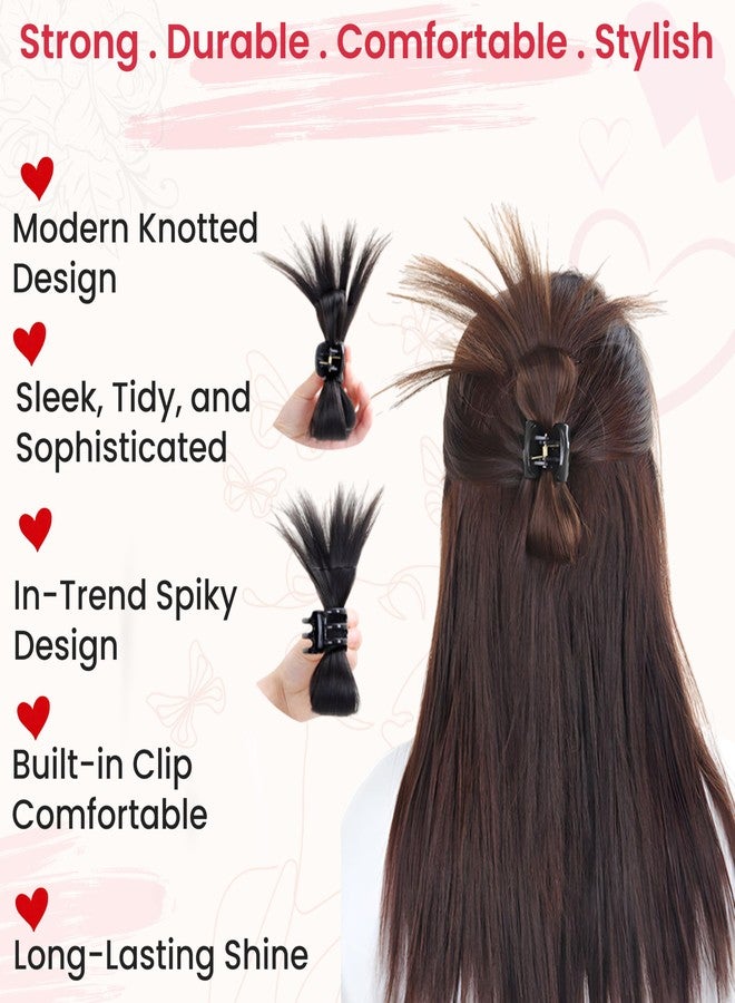 TEMPERIA (1pc) Claw Clip Ponytail Hair Extensions for Women & Girls | Natural Braid Updo Style Clutcher for Juda Bun | Easy to Wear & Instant Look Accessories for Weddings & Party | Natural Brown - Image 4