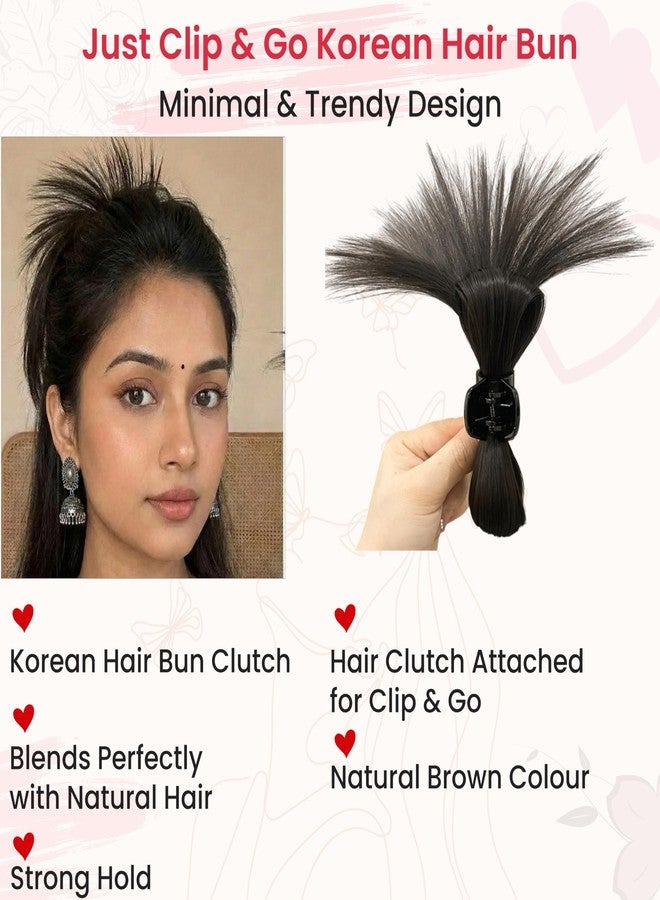 TEMPERIA (1pc) Claw Clip Ponytail Hair Extensions for Women & Girls | Natural Braid Updo Style Clutcher for Juda Bun | Easy to Wear & Instant Look Accessories for Weddings & Party | Natural Brown - Image 2