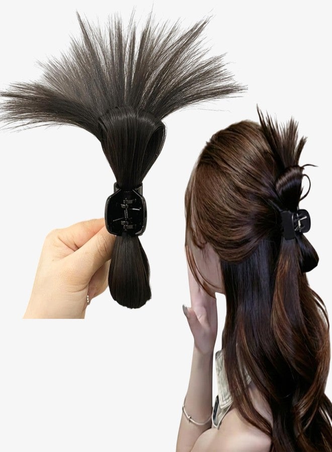 TEMPERIA (1pc) Claw Clip Ponytail Hair Extensions for Women & Girls | Natural Braid Updo Style Clutcher for Juda Bun | Easy to Wear & Instant Look Accessories for Weddings & Party | Natural Brown - Image 1