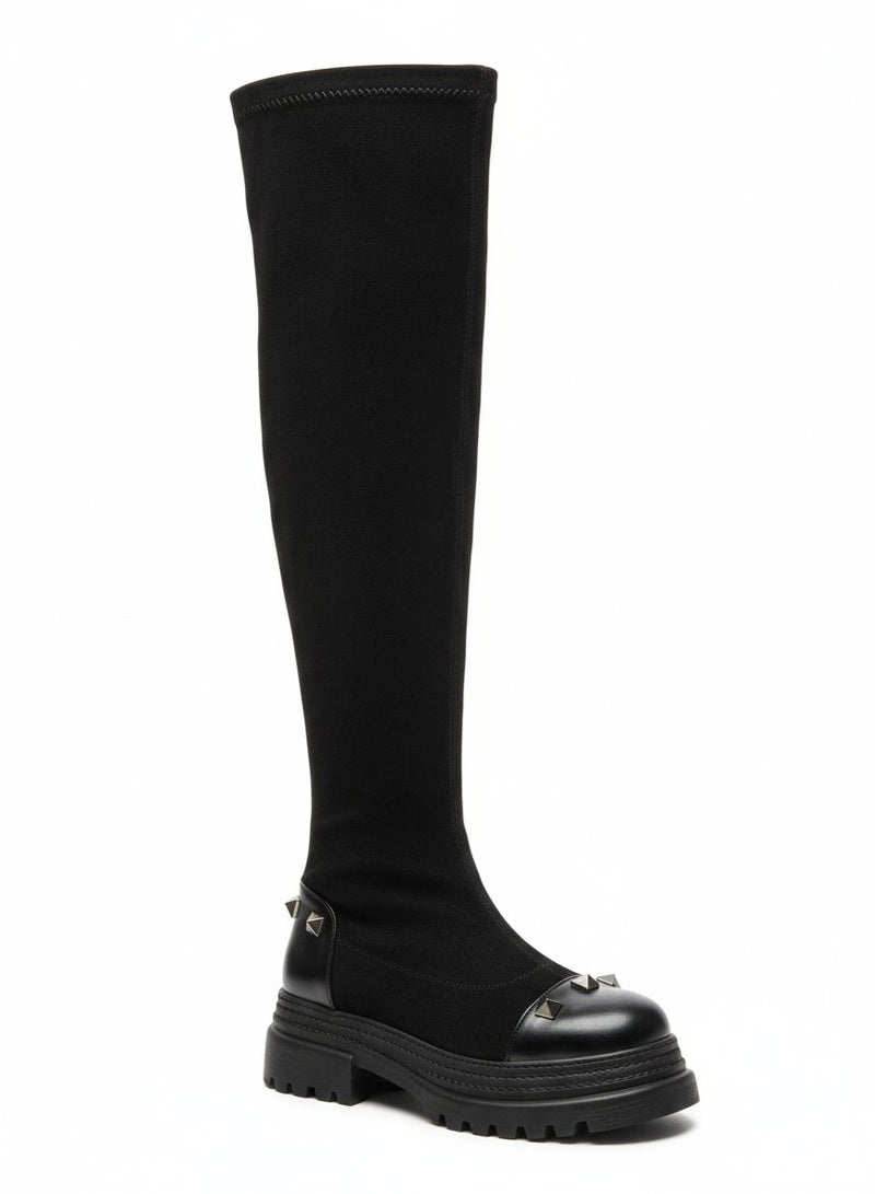 لايف ستيلاش  بوت طويل كعب متوسط شموله - اسود LB-52 - Image 5