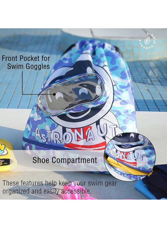 AUTOYSUR Swimming Backpack for Kids Dry and Wet Separation Waterproof Storage Bag Portable Drawstring Backpack for Gym Sports Beach Pool Gear Bag (Astronaut) - Image 5