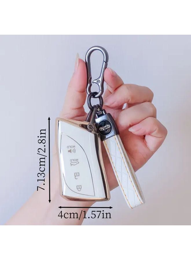 White Silvery TPU Key Case Cover Shell With Keychain For ES LS NX RX UX TX GX RZ LC LX 200 250 300 350 450 500 600 Models Durable Secure Stylish Car Key Holder - Image 2