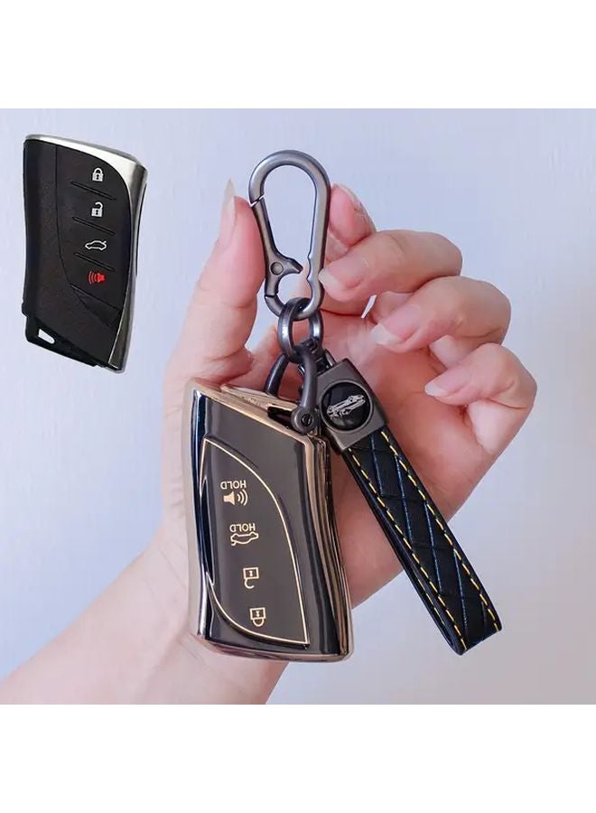 White Silvery TPU Key Case Cover Shell With Keychain For ES LS NX RX UX TX GX RZ LC LX 200 250 300 350 450 500 600 Models Durable Secure Stylish Car Key Holder - Image 1
