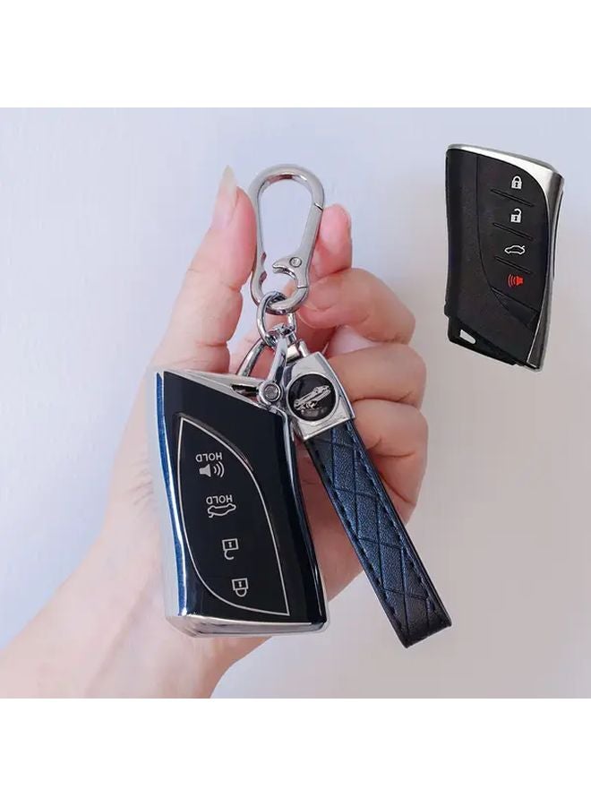 White Silvery TPU Key Case Cover Shell With Keychain For ES LS NX RX UX TX GX RZ LC LX 200 250 300 350 450 500 600 Models Durable Secure Stylish Car Key Holder - Image 5