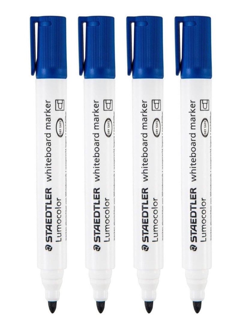 STAEDTLER علامة سبورة بيضاء من 4 قطع برأس دائري حبر أزرق - Image 1