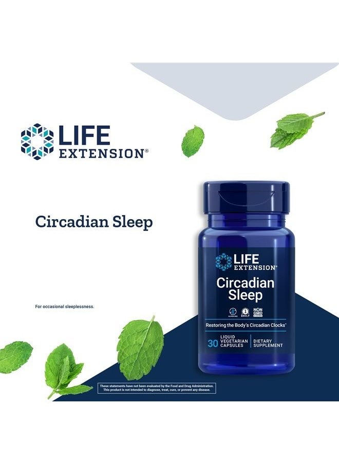 Life Extension - Circadian Sleep — Nobiletin and Melatonin Sleep Support Supplement for Restful Night Aid and Healthy Sleep-Wake Cycle - Gluten-Free, Vegetarian, Non-GMO - 30 Capsules - Image 1
