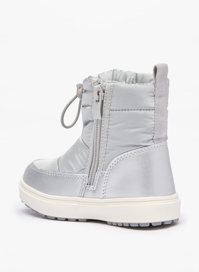 JUNIORS Girls Solid Ankle Boots with Zip Closure and Pull Tabs - Image 2