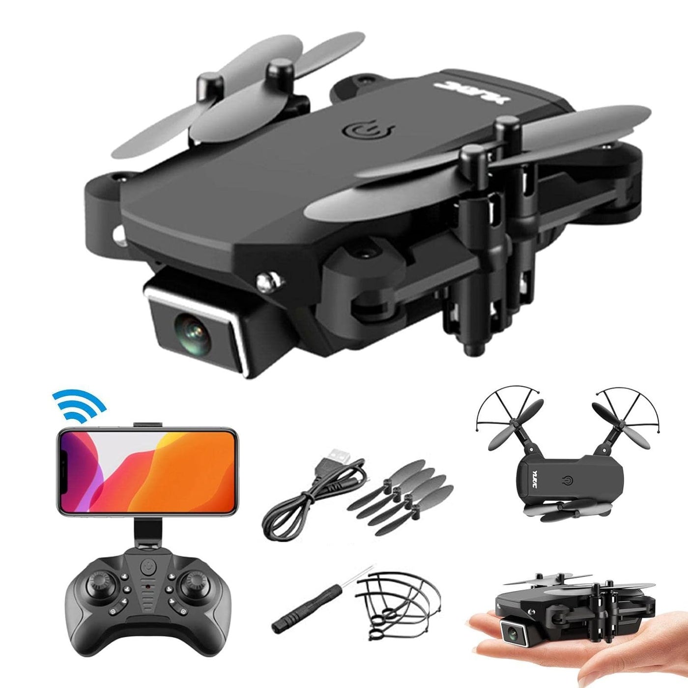 2 Pcs Remote Control Drone Camera - Drones with Camera For Adults 4k | Drone 4k Camera with 360°Intelligent Obstacle Avoidance, 15 Minutes Time,