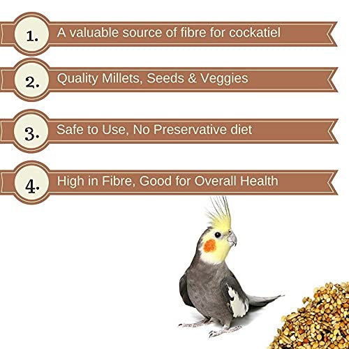 Vitapol Economic Food for Cockatiels 1200 Gram Nutritious High-Fiber Bird Diet with Millet Safflower Flax Seed Carrot Raisins Supports Digestion & Feather Health - Image 2