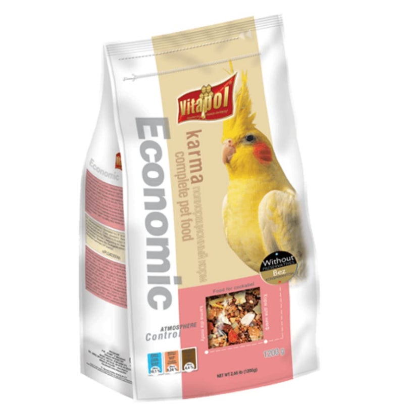Vitapol Economic Food for Cockatiels 1200 Gram Nutritious High-Fiber Bird Diet with Millet Safflower Flax Seed Carrot Raisins Supports Digestion & Feather Health - Image 3