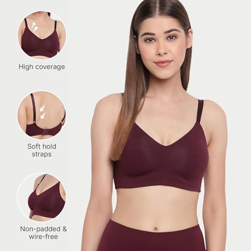 Enamor Non-Wired Fixed Strap Non Padded Womens Every Day Bra (Purple, 38D) - Image 3