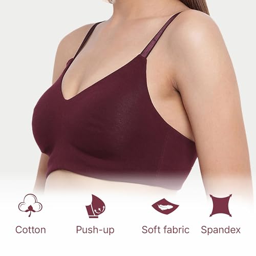 Enamor Non-Wired Fixed Strap Non Padded Womens Every Day Bra (Purple, 38D) - Image 4