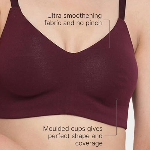 Enamor Non-Wired Fixed Strap Non Padded Womens Every Day Bra (Purple, 38D) - Image 5