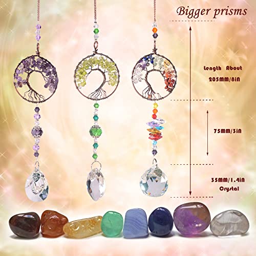 LPKADQA Sun Catcher Crystal Hanging Tree of Life SunCatchers Healing Crystals for Indoor Window, Home Decor, Car Charms Pack of 3 - Image 5