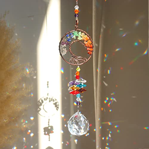 LPKADQA Sun Catcher Crystal Hanging Tree of Life SunCatchers Healing Crystals for Indoor Window, Home Decor, Car Charms Pack of 3 - Image 2