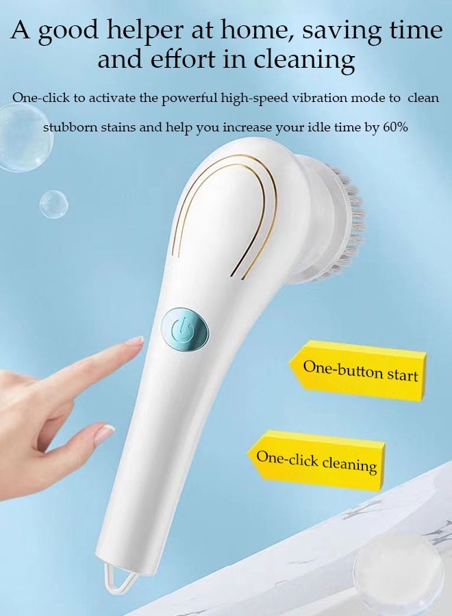 DUNISO Electric Spin Scrubber, 5 in 1 Electric Bathroom Scrubber with 2 Adjustable Speed & 5 Replaceable Brush Heads, 360° Electric Scrubber for Bathroom Bathtub Kitchen Floor Sink  - Image 5