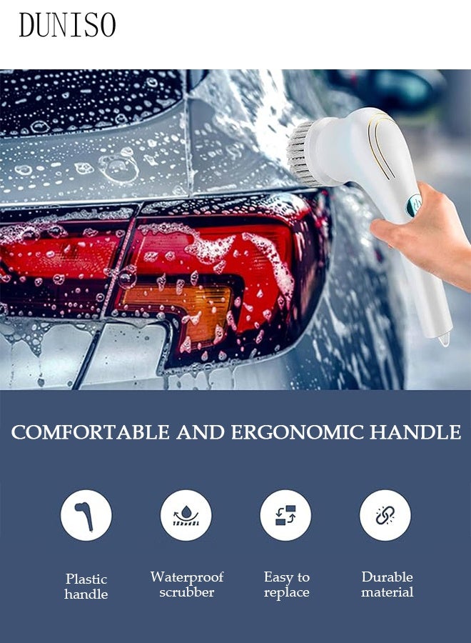 DUNISO Electric Spin Scrubber, 5 in 1 Electric Bathroom Scrubber with 2 Adjustable Speed & 5 Replaceable Brush Heads, 360° Electric Scrubber for Bathroom Bathtub Kitchen Floor Sink  - Image 3