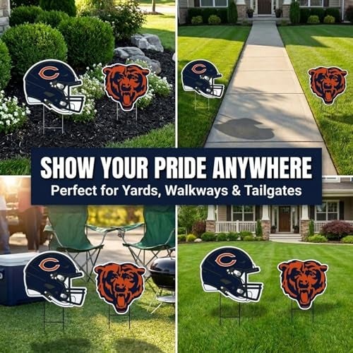 Proformance Home NFL Chicago Bears Logo & Helmet 2 Pack Yard Sign Set - Image 3