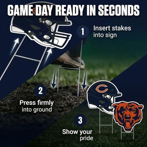 Proformance Home NFL Chicago Bears Logo & Helmet 2 Pack Yard Sign Set - Image 4