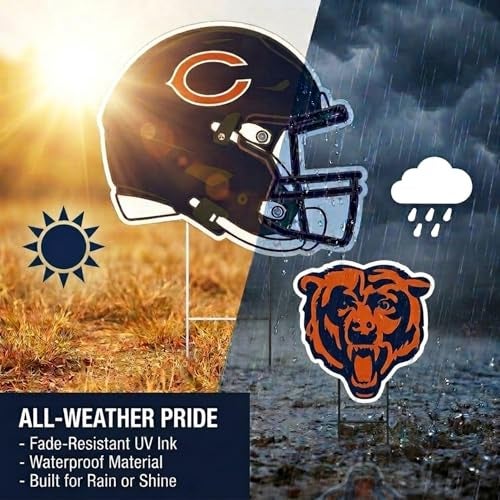Proformance Home NFL Chicago Bears Logo & Helmet 2 Pack Yard Sign Set - Image 5