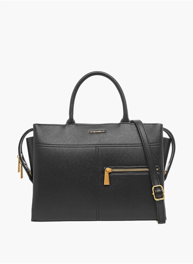Flora Bella By Shoexpress Women Solid Tote Bag with Handles and Zip Closure