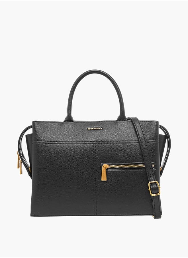 Flora Bella By Shoexpress Women Solid Tote Bag with Handles and Zip Closure  - Image 1