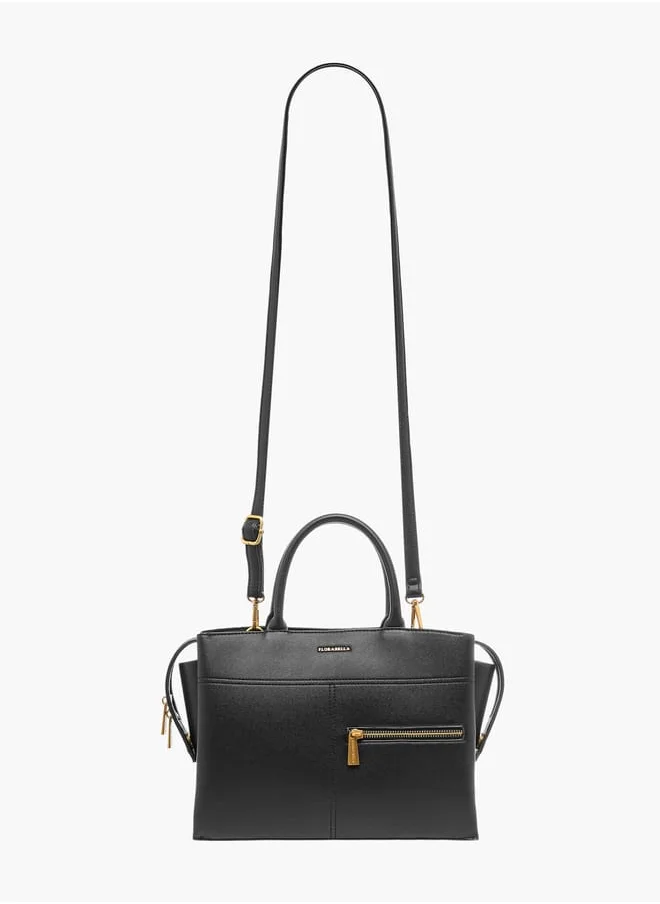 Flora Bella By Shoexpress Women Solid Tote Bag with Handles and Zip Closure