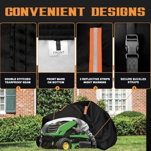 ClawsCover Riding Lawn Mower Cover Waterproof OutdoorTearproof 210D Polyester Ride OnTractor Cover for UV Dust RainWindproofUniversal Fit Decks up to 54 Lawnmowers75Lx49Wx49HEssential - Image 3