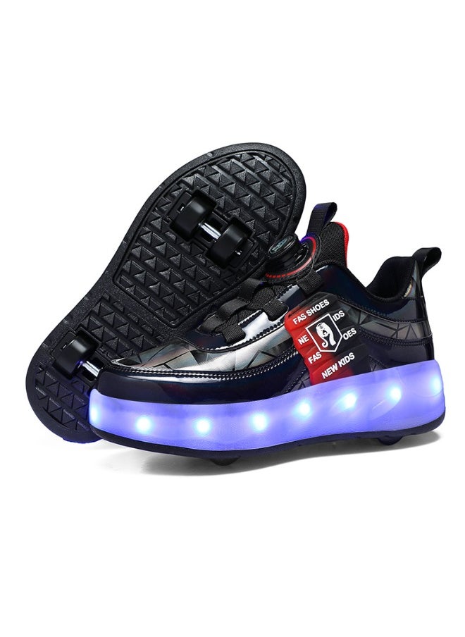 NIBEMINENT LED Flash Light Sneaker Skate Shoes with Wheels USB Charging Roller Skates Shoes 