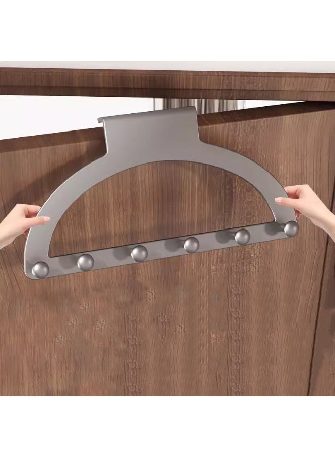 هومستر نصف دائرة فوق خطافات الباب - رف الباب متعدد الأغراض مع 6 خطافات، فوق الباب معطف المعلق، خلف غرفة النوم الحمام، معطف معطف المعطف المعلق للمناشف، ملابس رمادي - Image 5