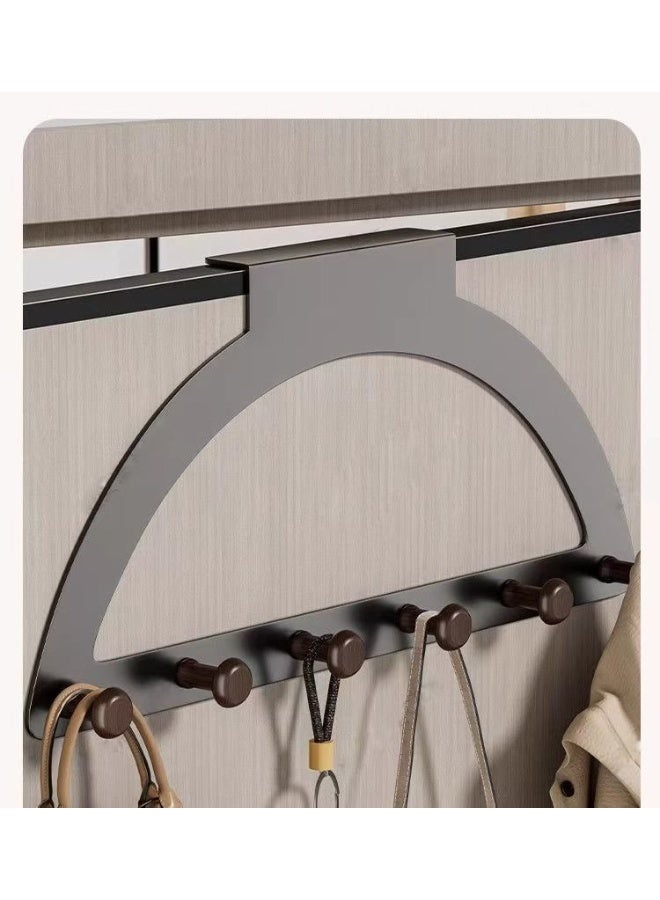 هومستر نصف دائرة فوق خطافات الباب - رف الباب متعدد الأغراض مع 6 خطافات، فوق الباب معطف المعلق، خلف غرفة النوم الحمام، معطف معطف المعطف المعلق للمناشف، ملابس رمادي - Image 4