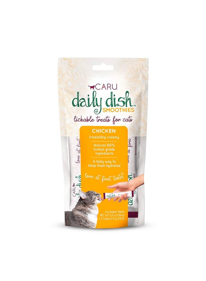 CARU - Daily Dish Smoothies - Lickable Chicken Cat Treat - 4 Pack, .5oz Tubes - Image 1