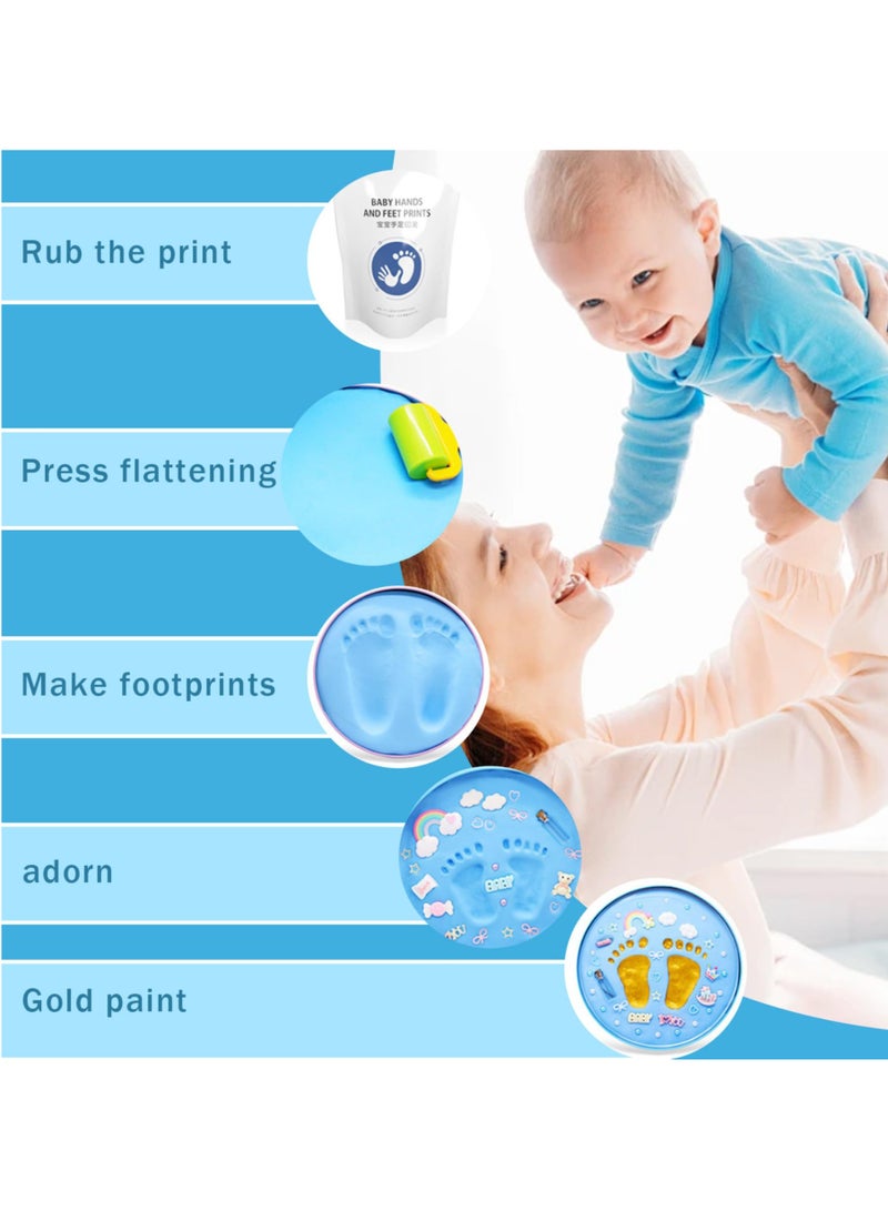 Safe Baby Hand and Footprint Kit with Soft Print Mud, Sealed Ornament for New Parents, Blue Newborn Handprint and Paw Print Kit - Image 5