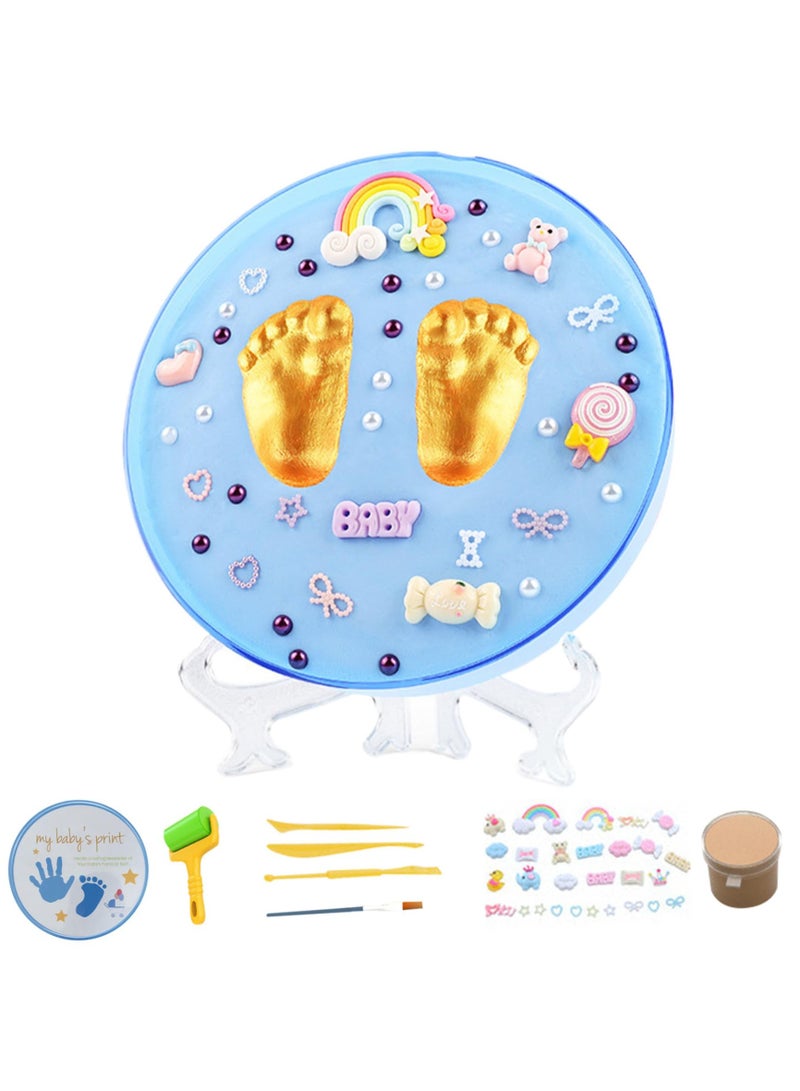 Safe Baby Hand and Footprint Kit with Soft Print Mud, Sealed Ornament for New Parents, Blue Newborn Handprint and Paw Print Kit - Image 3